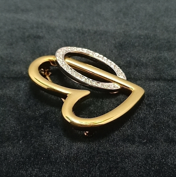 Keyes brooch golden heart with white strass - Picture 4 of 5